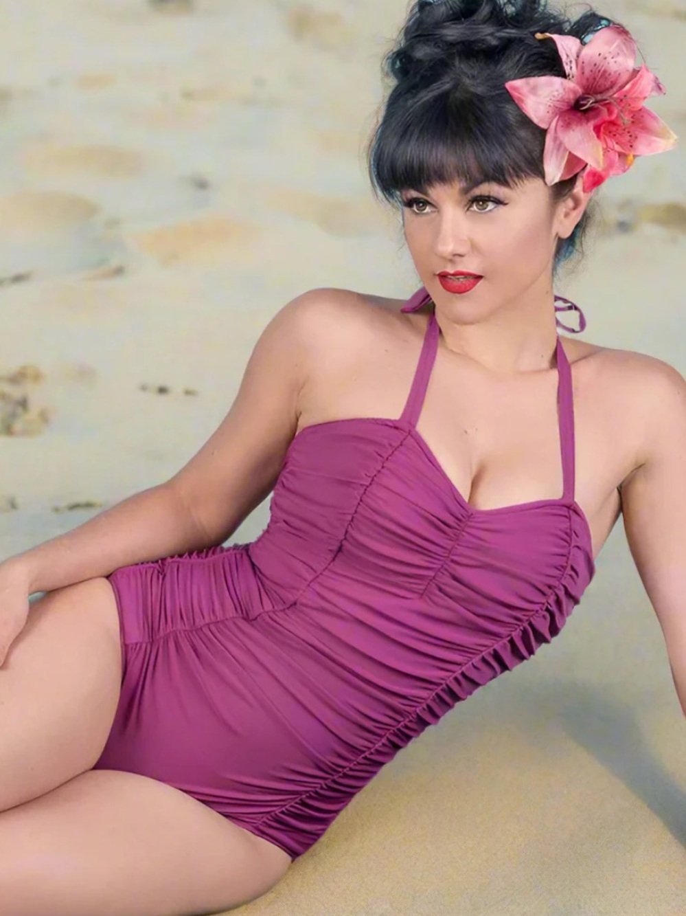 Tatyana Ruched Plum One-Piece Swimsuit
